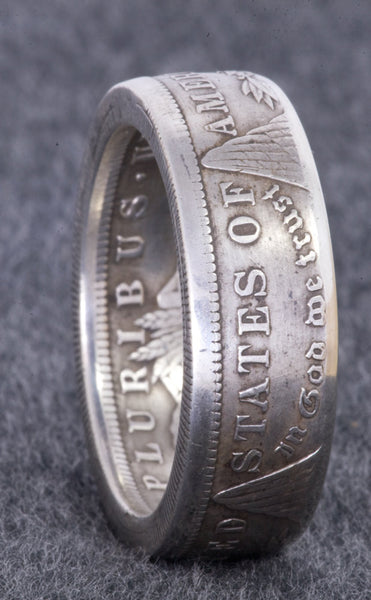 1921 Silver Morgan Dollar Coin Ring Double Sided Size 10-22 Half Unique Gift Men's Large 3D Coin Ring Wedding Band 96th Birthday Gift
