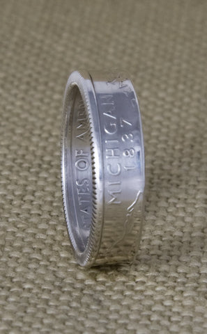 2004 90% Silver US MI Michigan State Quarter Dollar Coin Ring Sizes 3-13 13th Wedding Anniversary Gift 13 Year Old Birthday
