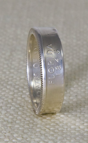 2004 90% Silver US FL Florida State Quarter Dollar Coin Ring 13 Year Old Birthday Gift 13th Wedding Anniversary Sizes 3-13