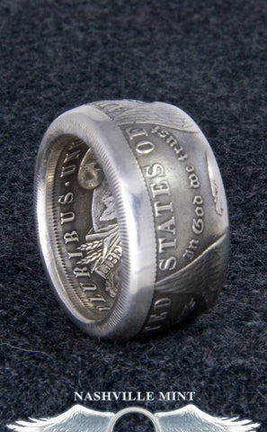 1883 90% Silver Morgan Dollar Coin Ring Sizes 10-22 Half Unique Gift Men's Large 3D Coin Ring Wedding Band 12mm Wide Doubled Sided