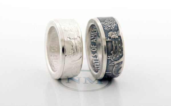 1992 Silver Dollar Coin Ring SAE American Eagle Size 10-24 Silver 25th Wedding Anniversary Band Gift Big Large Wide Walking Liberty CoinRing