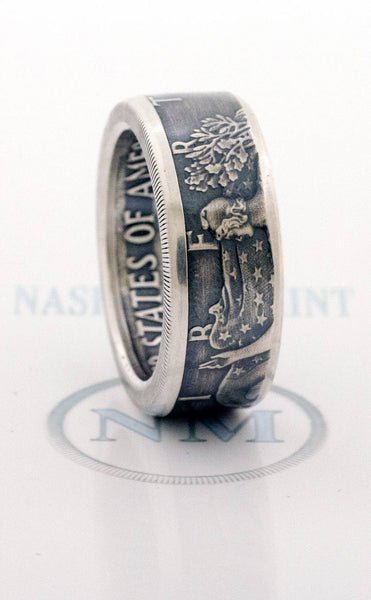 2013 Silver Dollar Coin Ring SAE American Eagle Size 10-24 Silver Wedding Anniversary Band Gift Big Large Wide Walking Liberty CoinRing