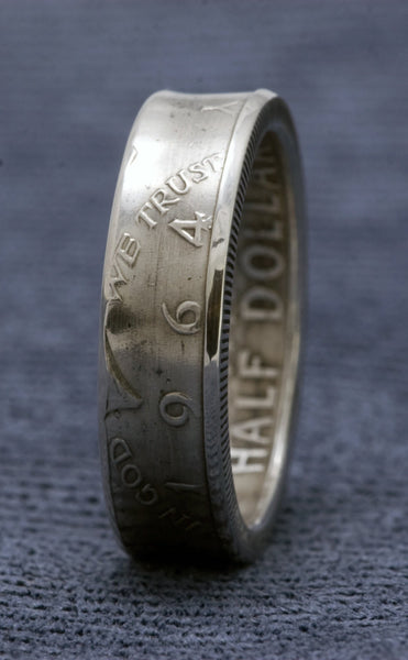 1964 JFK Coin Ring Kennedy 90% Silver US Half Dollar Unique Band Sizes 7-17 53rd Birthday Gift 53 Year Wedding Anniversary Gift Double Sided