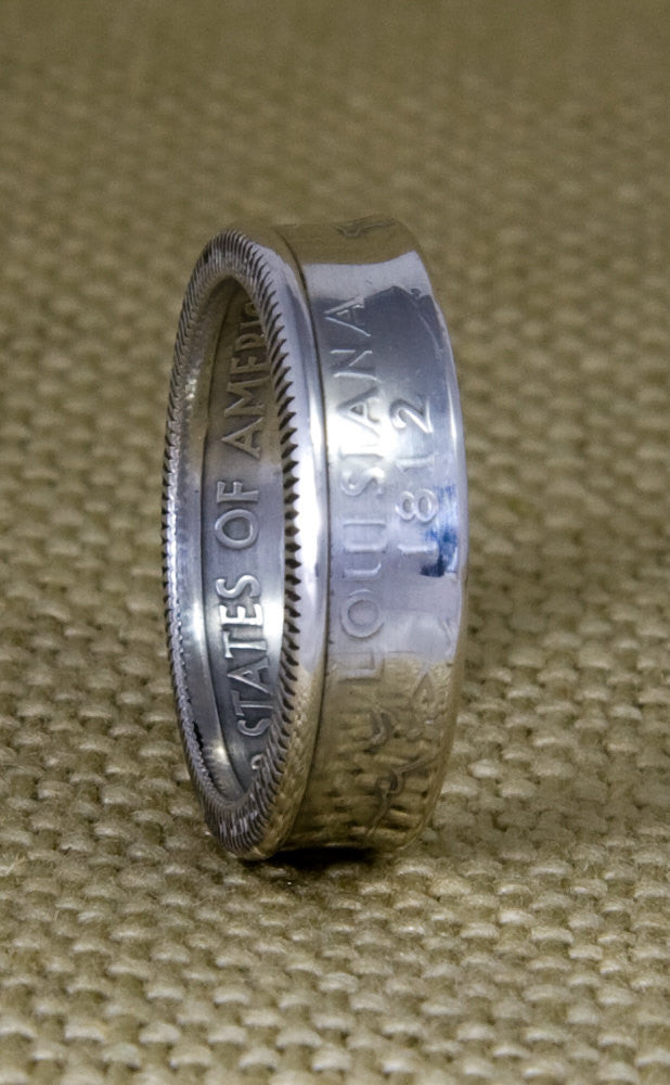 2002 LA Louisiana State 90% Silver Quarter Dollar Coin Ring Double Sided 15th Anniversary Gift 15 Year Old Birthday Gift Sizes 3-11