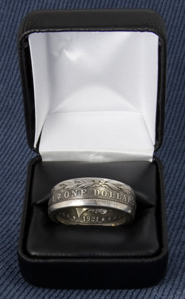 1921 Silver Morgan Dollar Coin Ring Double Sided Size 10-22 Half Unique Gift Men's Large 3D Coin Ring Wedding Band 96th Birthday Gift