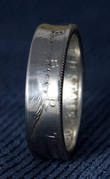 1967 Polished JFK Kennedy 40% Silver US Half Dollar Coin Ring 50th Birthday Gift Sz 8-16 50 Year Wedding Anniversary Silver Band Double Side