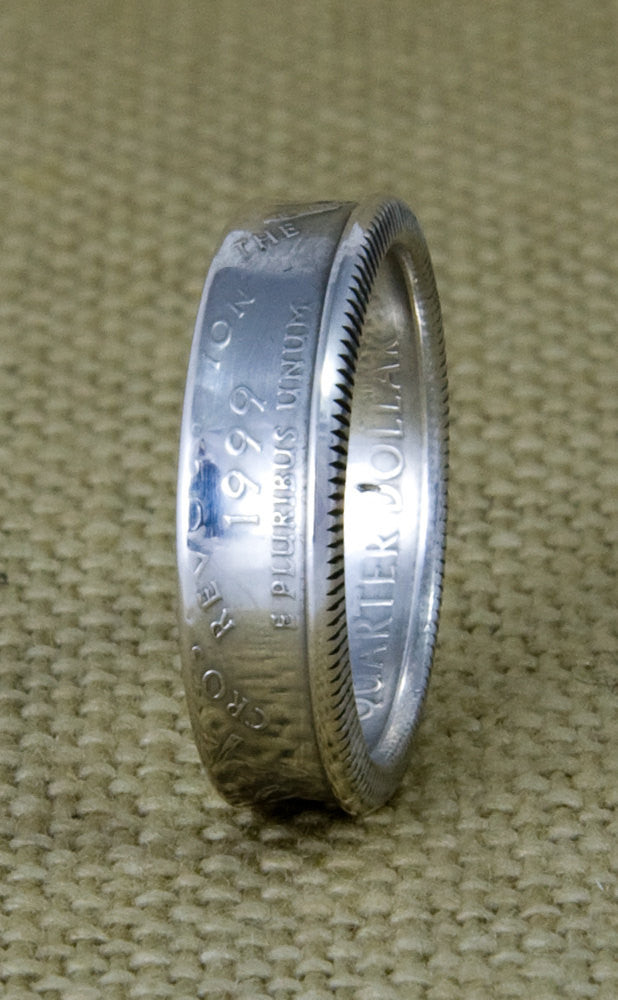 1999 90% Silver US State Quarter Dollar Coin Ring Size 3-13 Delaware Pennsylvania New Jersey Georgia Connecticut 18th Birthday Gift 18 Band