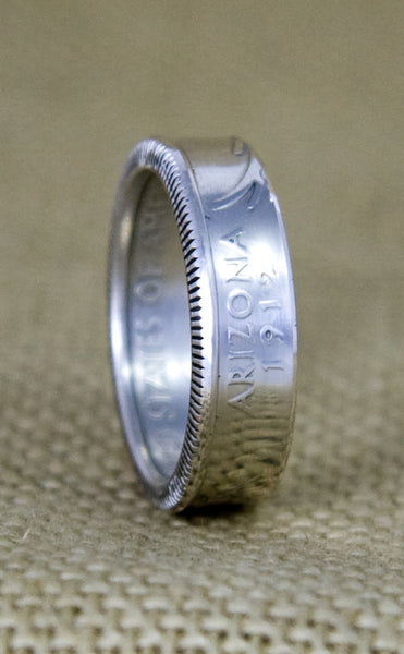 2001 Silver Coin Ring State Quarter Dollar Size 3-13 New York North Carolina Rhode Island Vermont Kentucky 15 Year Wedding Anniversary Band