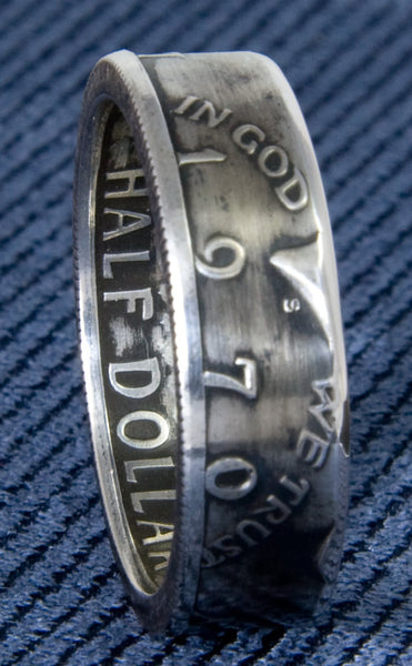 1970 JFK Kennedy 40% Silver US Half Dollar Double Sided Coin Ring Size 7-17 47th Birthday Gift Silver Coin Rings 47 Year Wedding Anniversary