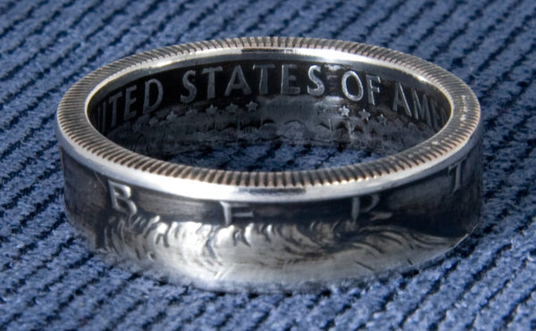 1970 JFK Kennedy 40% Silver US Half Dollar Double Sided Coin Ring Size 7-17 47th Birthday Gift Silver Coin Rings 47 Year Wedding Anniversary