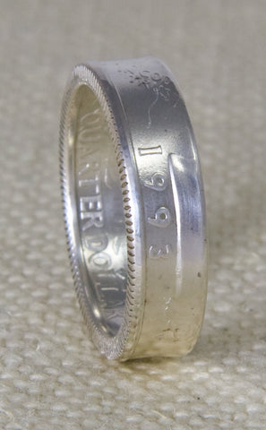 1993 Washington US Quarter Dollar Coin Ring Band 90% Silver Sizes 3-13 Unique 24th Birthday Gift 24 Year Wedding Band Silver Anniversary