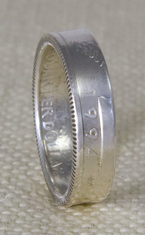 1994 90% Silver Washington US Quarter Dollar Double Sided 3D Coin Ring Wedding Band Sizes 3-13 23rd Birthday 23 Year Old Anniversary Gift