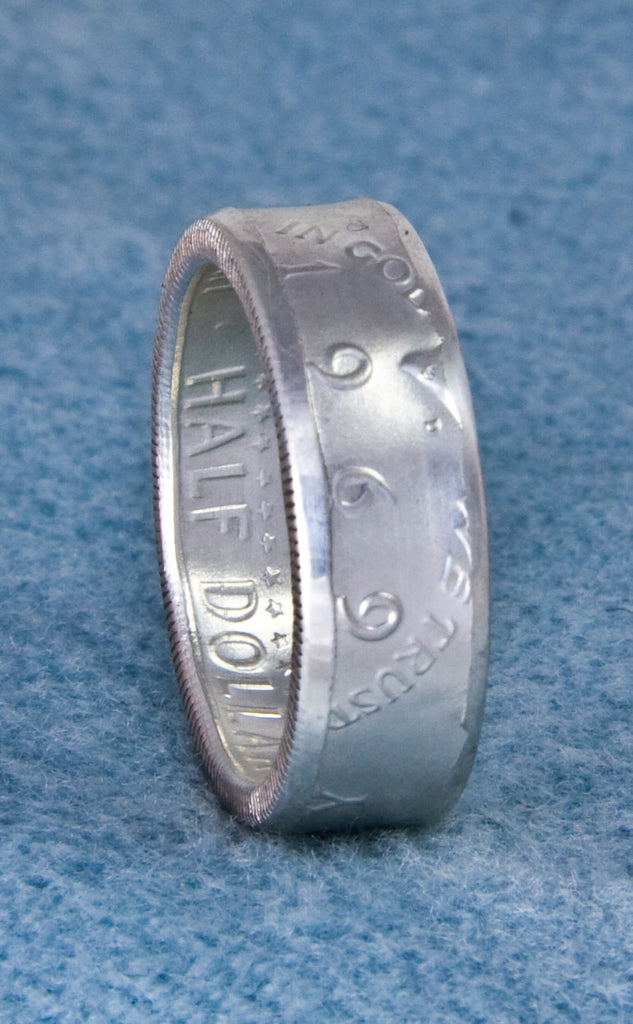 1969 JFK Kennedy Silver Coin Ring US Half Dollar Double Sided Sz 7-17 Polished Matte-Plat Finish 48th Birthday Gift 48 Year Anniversary