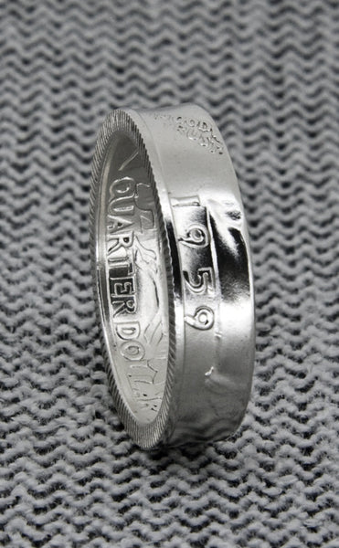 1932 Silver Washington US Quarter Coin Ring 3D Silver Wedding Band Sizes 3-13 In God We Trust Liberty Coin Rings Unique Gift Memory of Mom
