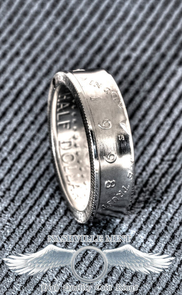 1998 Silver US Half Dollar Coin Ring JFK Kennedy Size 8-18 Men's 19th Anniversary Wedding Band 19th Birthday Gift Double Sided Polished