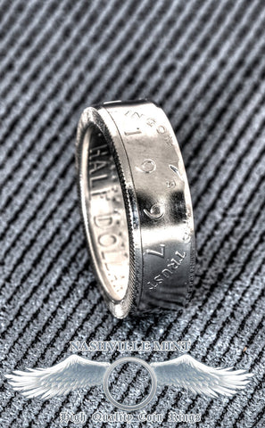 1997 Silver Coin Ring JFK Kennedy US Half Dollar Double Side Polished Men's 20th Birthday Gift Silver 20 Year Wedding Anniversary Size 7-17