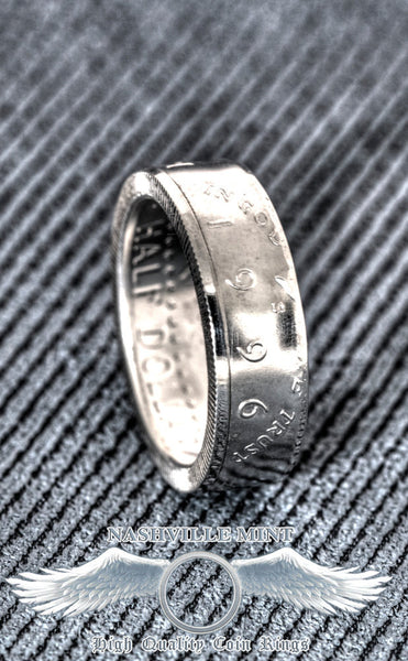 1996 Silver Half Dollar Coin Ring JFK Kennedy US HalfDollar Band Sizes 7-17 Men 21st Birthday Gift Silver Coin Rings 21 Wedding Anniversary