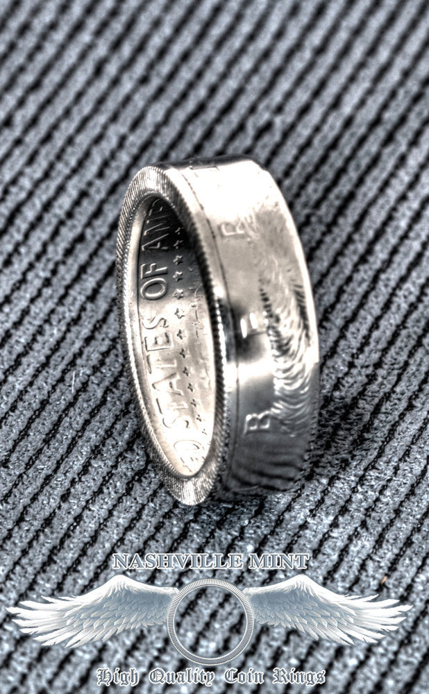 2008 Silver Proof JFK Kennedy Coin Ring Half Dollar Double Sided Size 7-17 9th Wedding Anniversary 90% Silver Liberty In God We Trust Rings