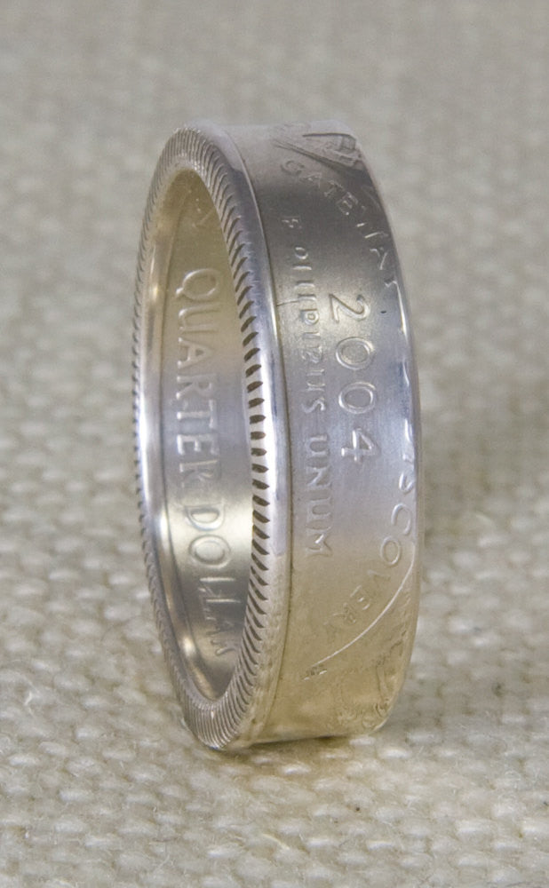 2004 Silver Coin Ring State Quarter Dollar Size 3-13 Michigan Florida Texas Iowa Wisconsin 13 Year Wedding Anniversary Band 13th Birthday