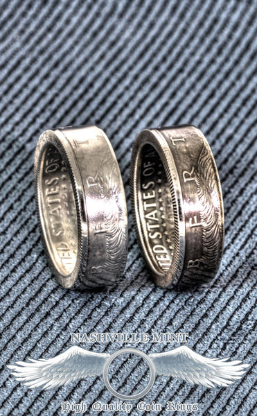 1995 Silver JFK Kennedy US Half Dollar Double Side Polished Coin Ring Size 8-18 Men's 22nd Anniversary Wedding Band 90% Silver Coin Rings 22