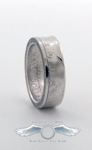 2018 Silver Half Dollar Coin Ring US JFK Double Side CoinRing Wedding Band Anniversary Gift Size 7-17 Class Ring Graduation Gift Coins Rings